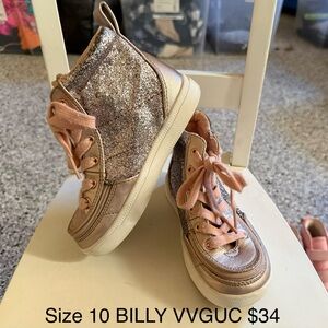 BILLY Kids Glitter High-Top Sneakers - Pink and Gold